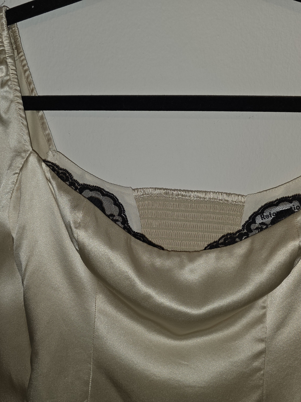 Reformation Cream Silk Blouse with Contrast Lace Trim - Picture 12 of 16